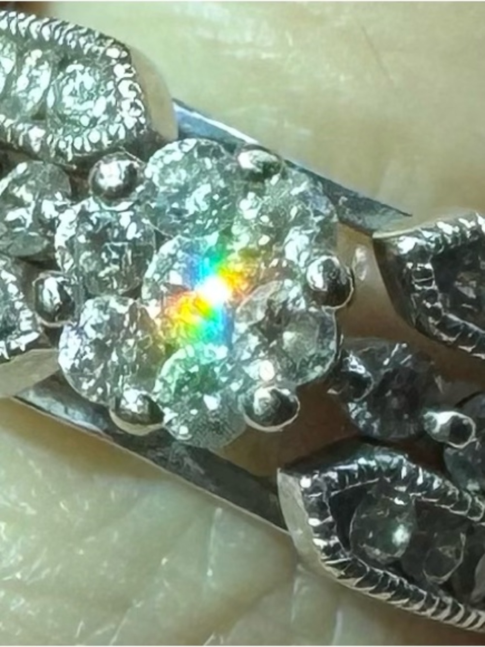 Silver-Tone Floral Cluster Ring with Clear Crystals - Women's Jewelry